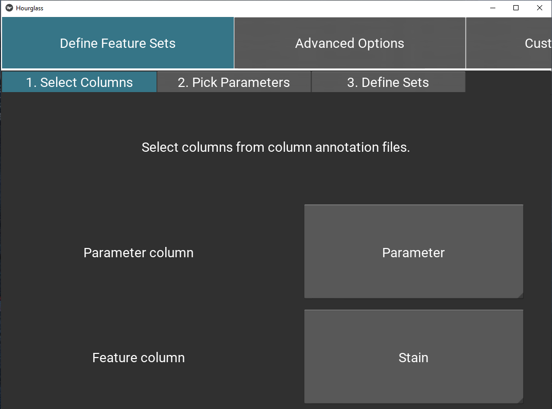 Select columns for feature sets.